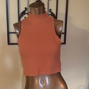 Aeropostale Large Clay Terracotta Colored Ribbed Crop Top Layers Sleeveless L